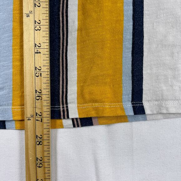 Vintage Guess Y2K Stripe Tee M | Yellow Embroidered Logo Spell-Out Cotton Crew - Picture 9 of 12